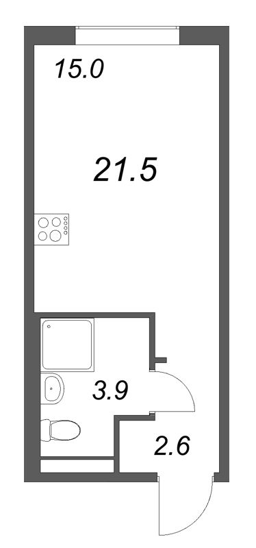 Студия 21,5 м²