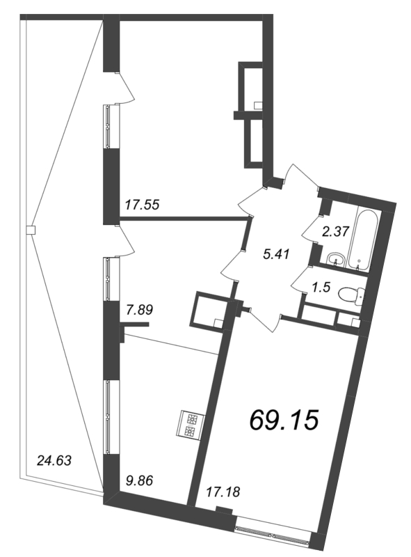 3 ккв (Евро) 70,8 м²