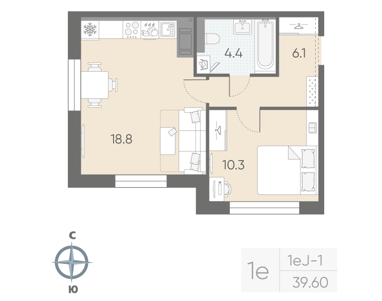 2 ккв (Евро) 39,6 м²