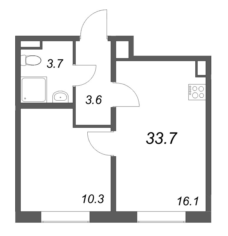 2 ккв (Евро) 33,7 м²