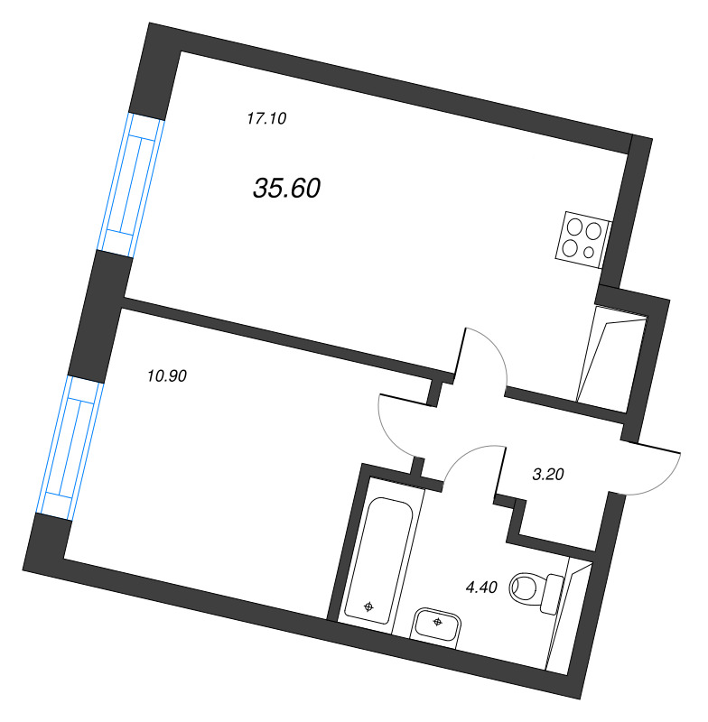 2 ккв (Евро) 35,6 м²
