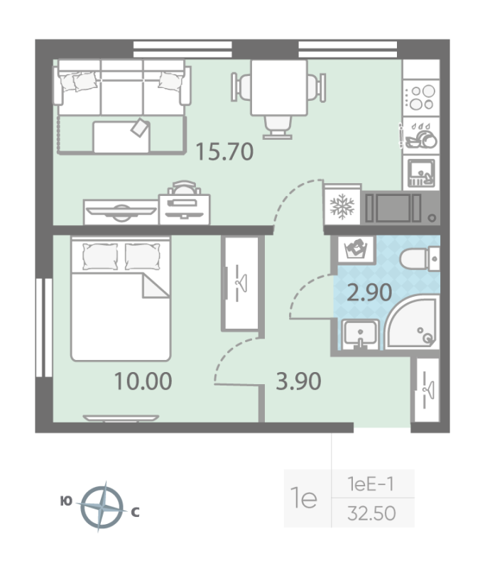 2 ккв (Евро) 33,3 м²