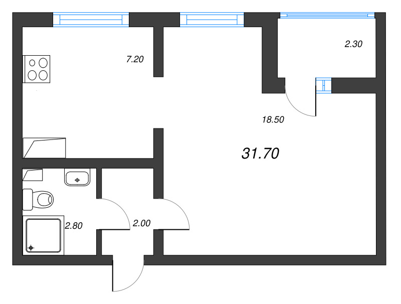 1 ккв 31,7 м²
