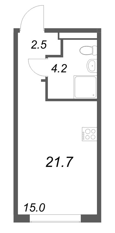 Студия 21,7 м²