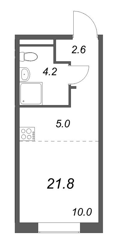 Студия 21,8 м²