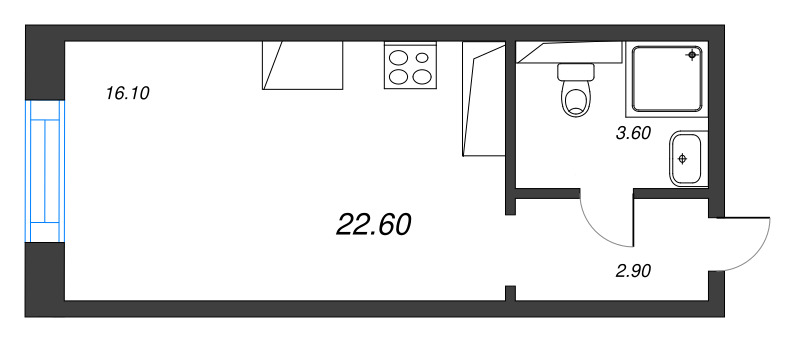 Студия 22,6 м²