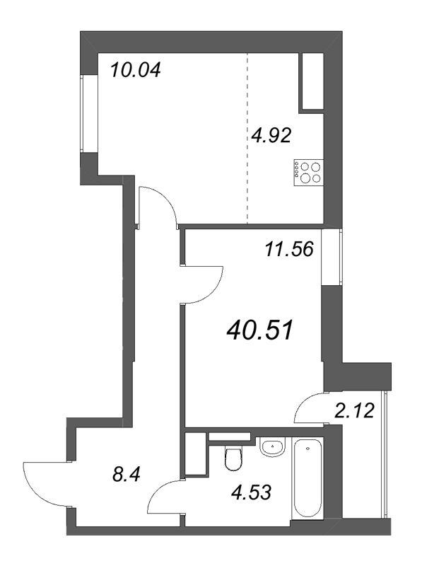 1 ккв 40,5 м²