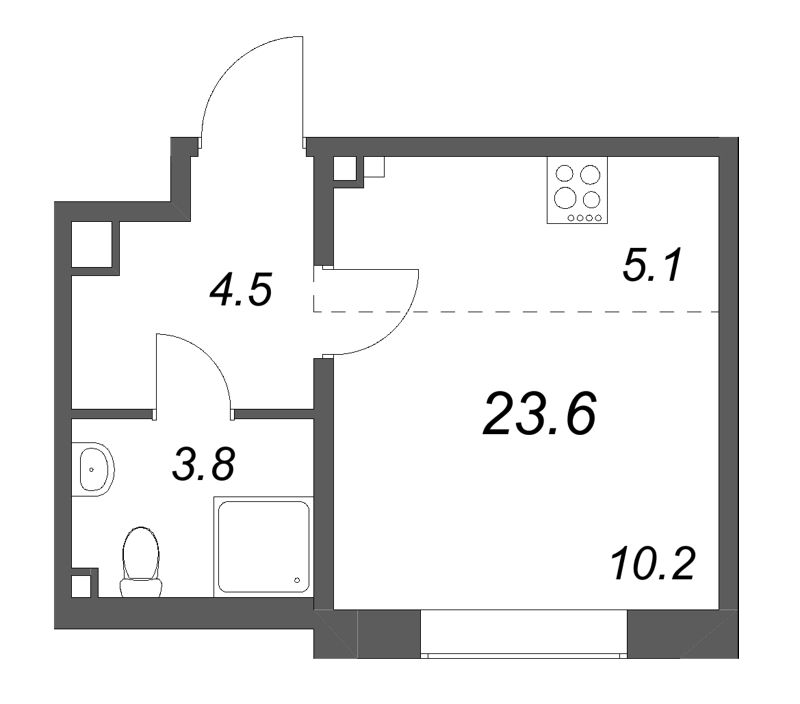 Студия 23,6 м²