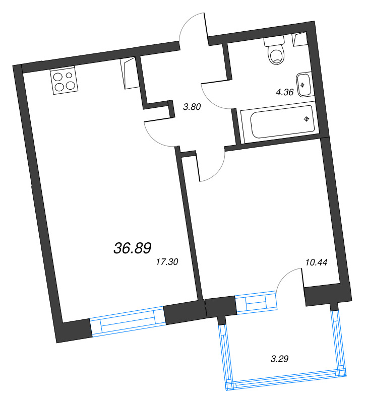 2 ккв (Евро) 36,9 м²
