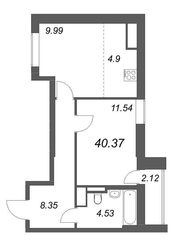 1 ккв 40,4 м²