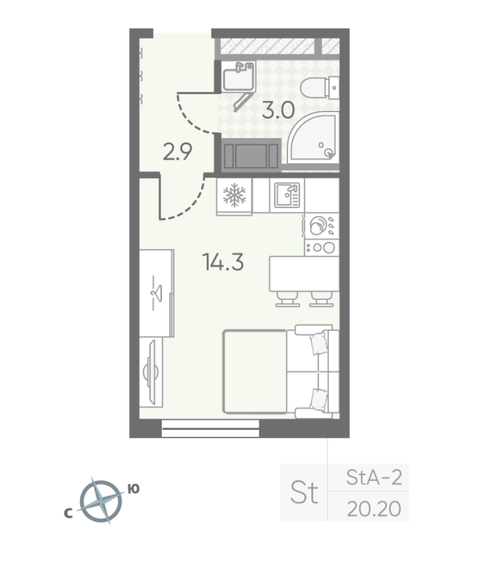 Студия 20,2 м²
