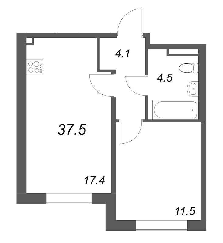 2 ккв (Евро) 37,5 м²