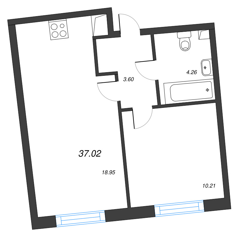 2 ккв (Евро) 37 м²