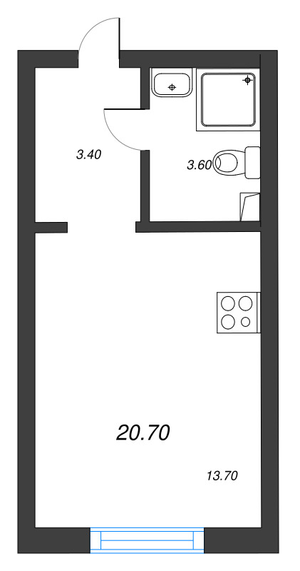 Студия 20,7 м²
