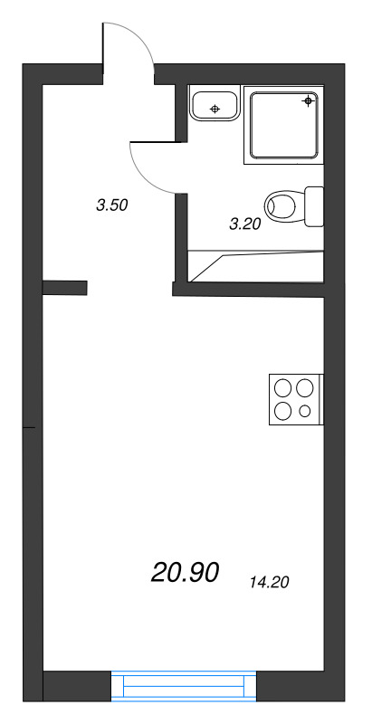 Студия 20,9 м²