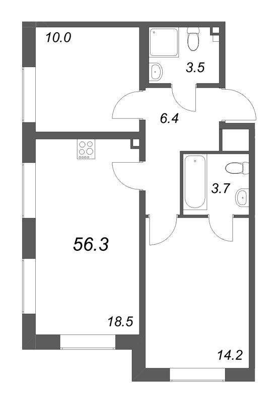 3 ккв (Евро) 56,3 м²