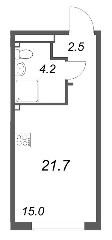 Студия 21,7 м²