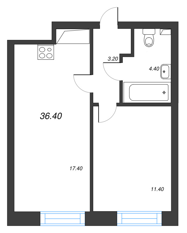 2 ккв (Евро) 37,4 м²