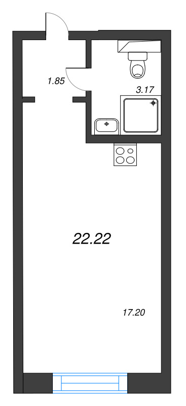 Студия 22,2 м²