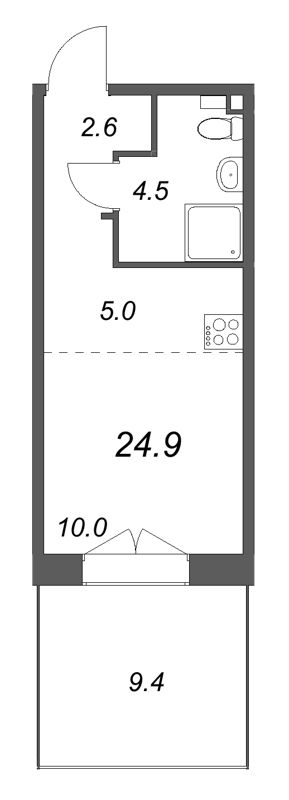Студия 24,9 м²