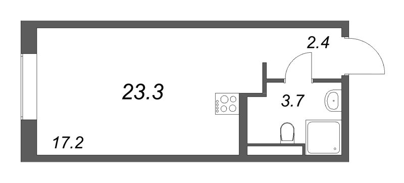 Студия 23,3 м²
