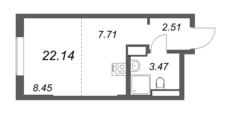 Студия 22,1 м²