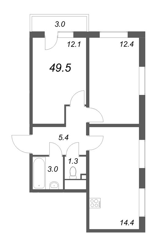 2 ккв 49,7 м²