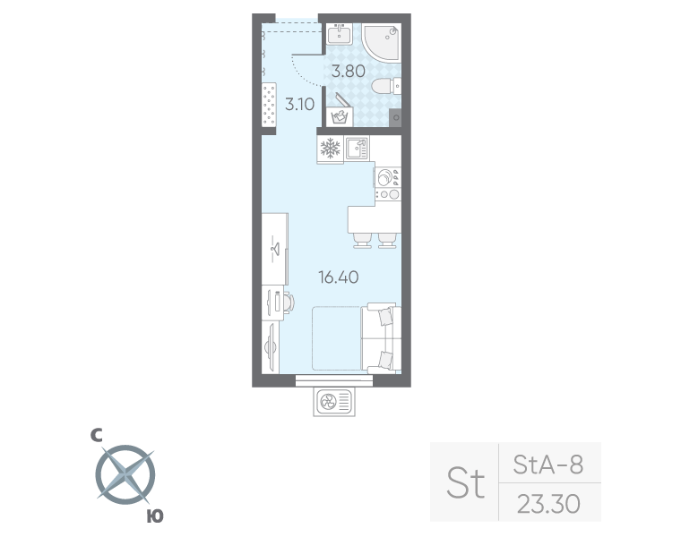 Студия 23,3 м²