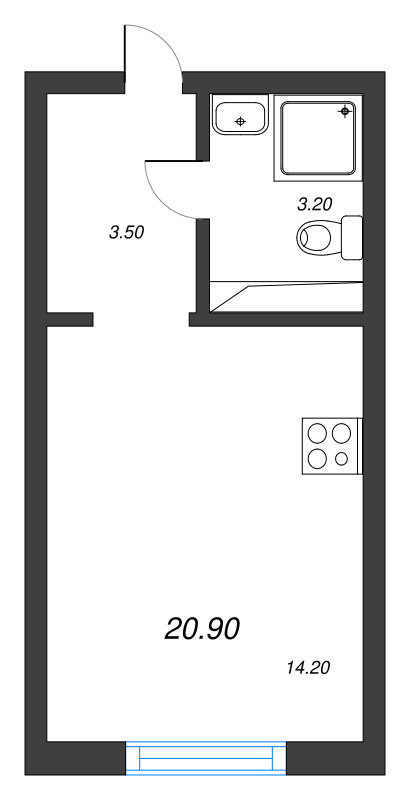 Студия 20,9 м²