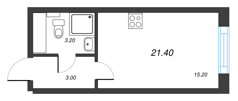 Студия 21,4 м²