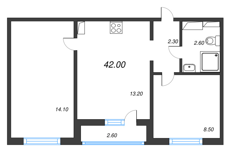 2 ккв 42,2 м²