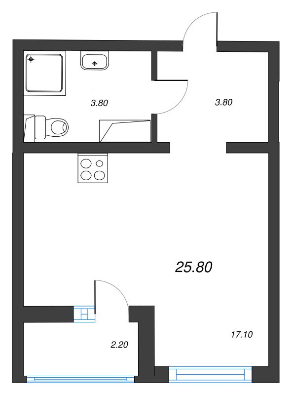 Студия 25,8 м²