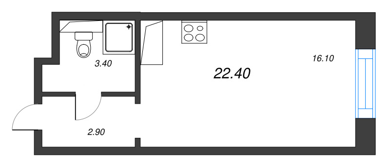 Студия 22,4 м²