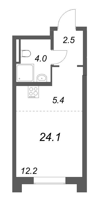 Студия 24,1 м²