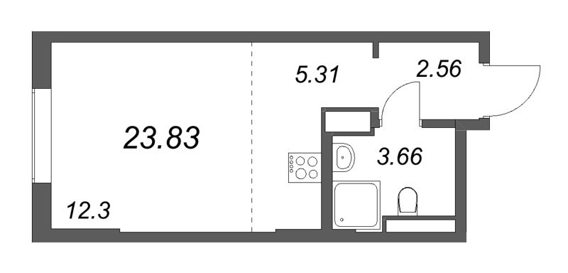 Студия 23,8 м²