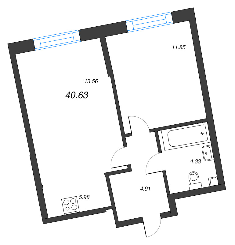 2 ккв (Евро) 40,6 м²