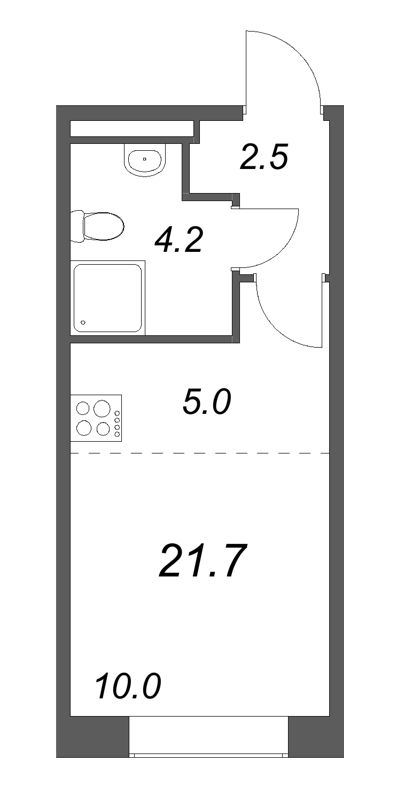 Студия 21,7 м²