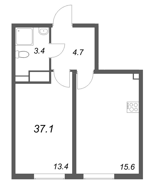 2 ккв (Евро) 37,1 м²