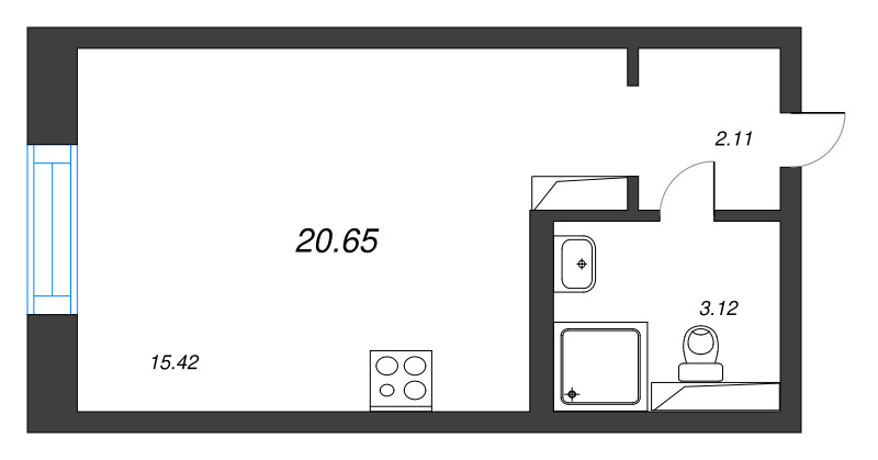 Студия 20,7 м²