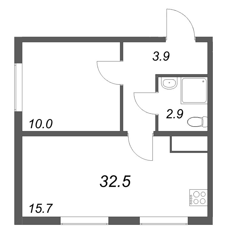 2 ккв (Евро) 33,4 м²