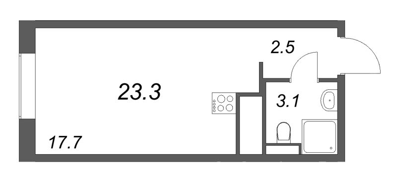 Студия 23,3 м²