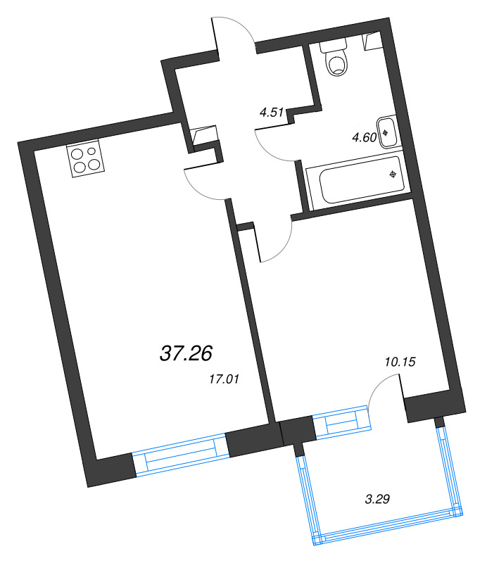 2 ккв (Евро) 37,3 м²