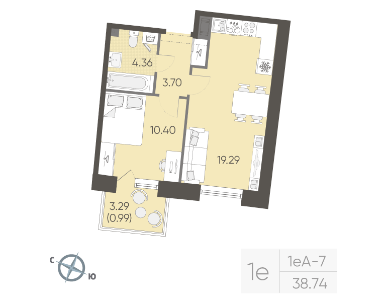 2 ккв (Евро) 38,7 м²