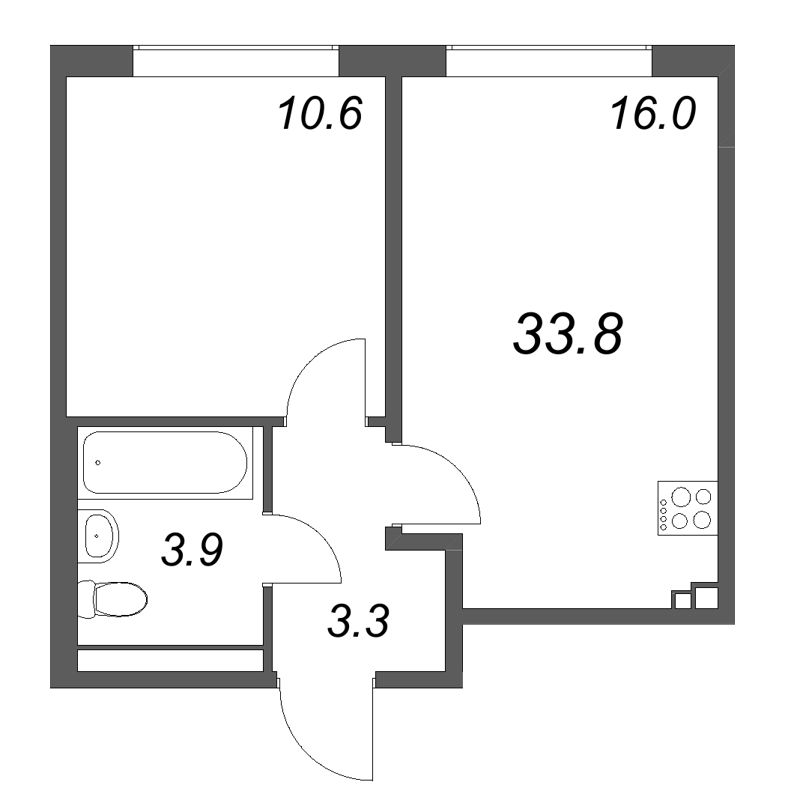 2 ккв (Евро) 33,8 м²