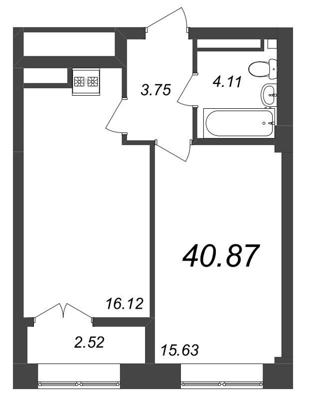 2 ккв (Евро) 40,4 м²