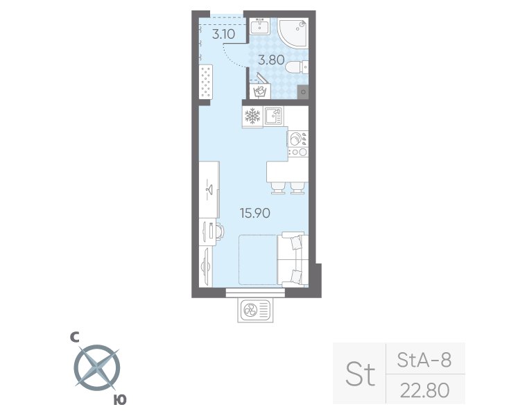 Студия 22,8 м²