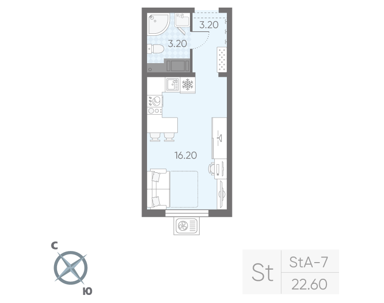 Студия 22,6 м²