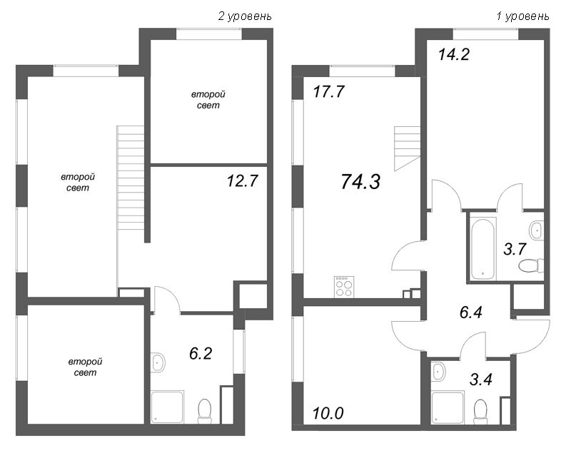 4 ккв (Евро) 74,3 м²