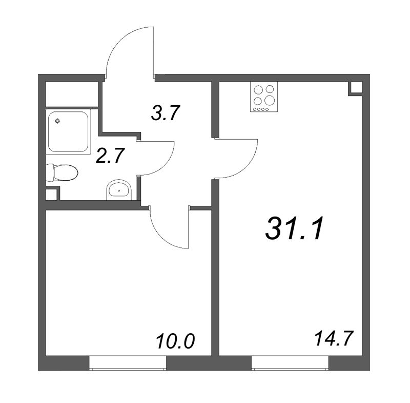 1 ккв 31,7 м²