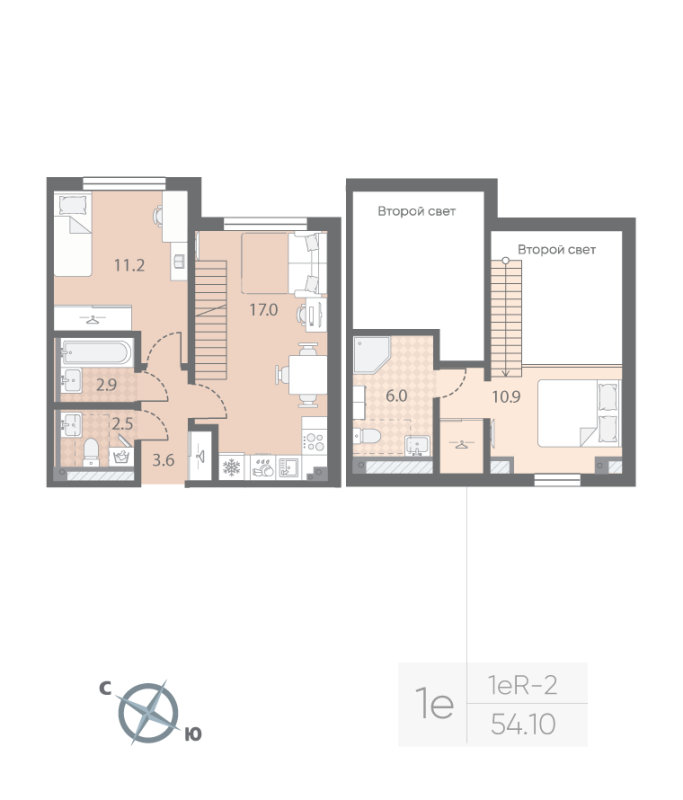3 ккв (Евро) 54,1 м²